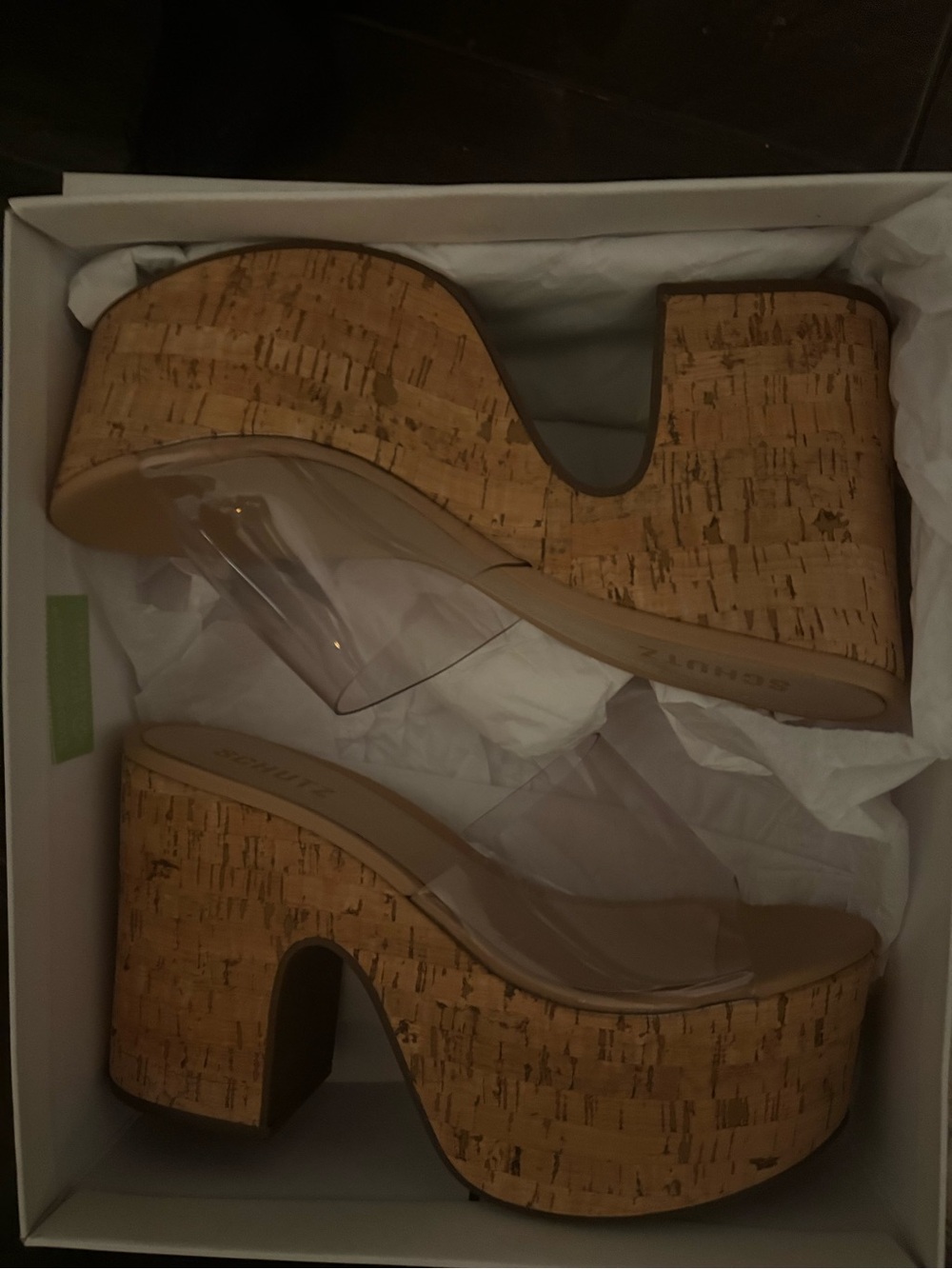 SCHUTZ Clear Slide Mule with Tan Footbed